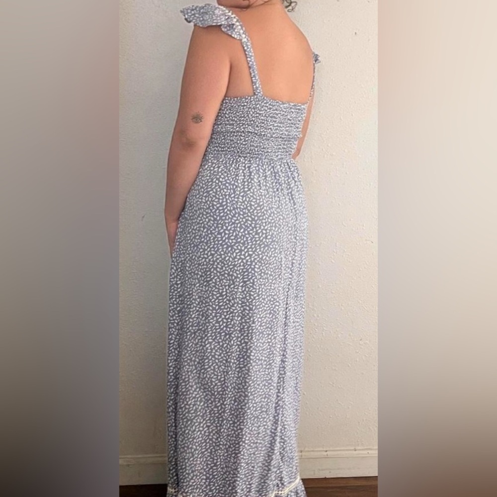 Japna blue crochet lace trimmed maxi dress small - Picture 3 of 11
